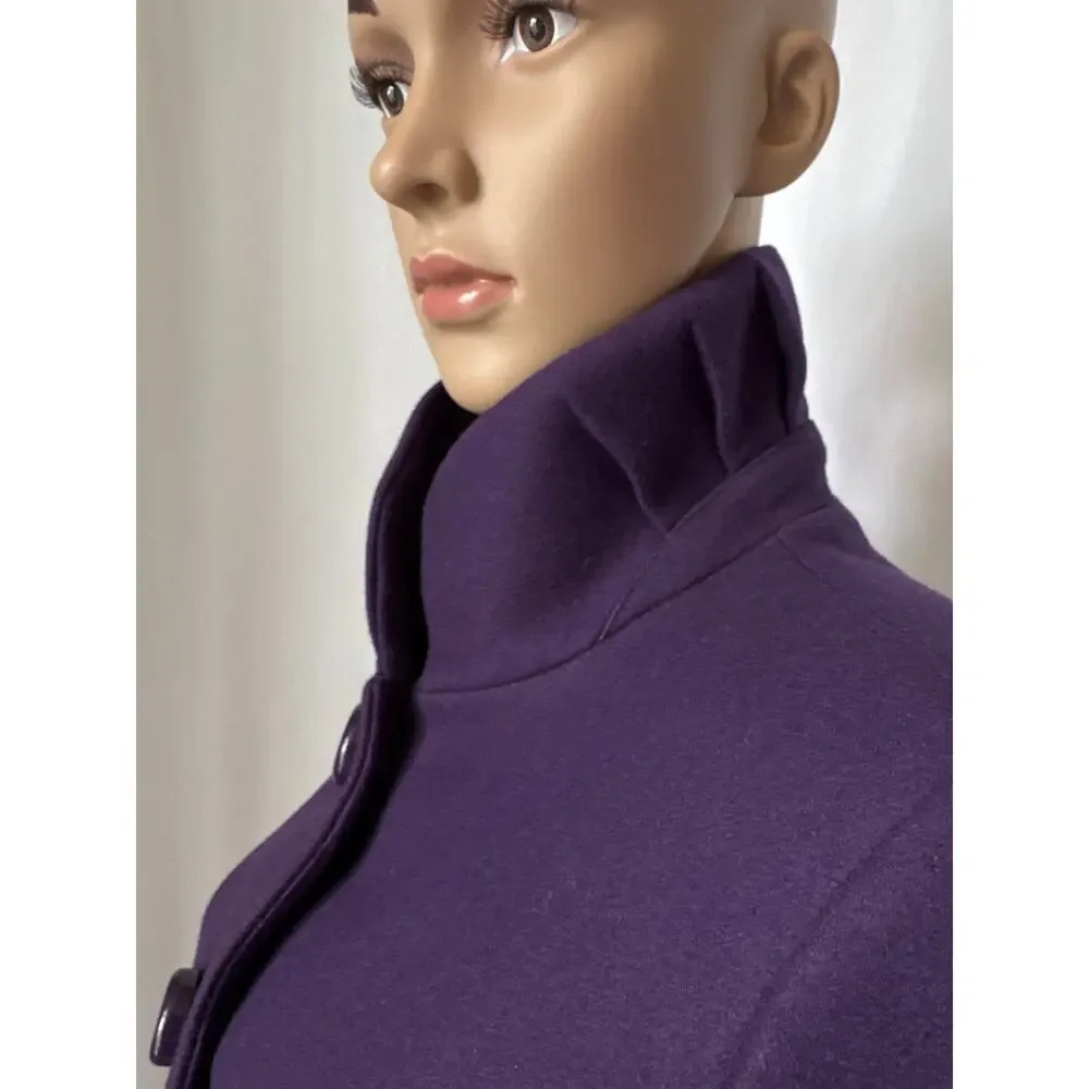 J. Crew Uptown Dress Purple coat pleated stand collar preppy size 2